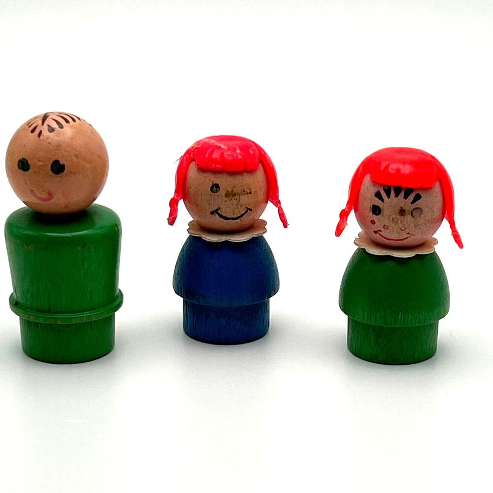 Fisher-Price‎ Little People Girls with Braids, Boy Wood Head and Body